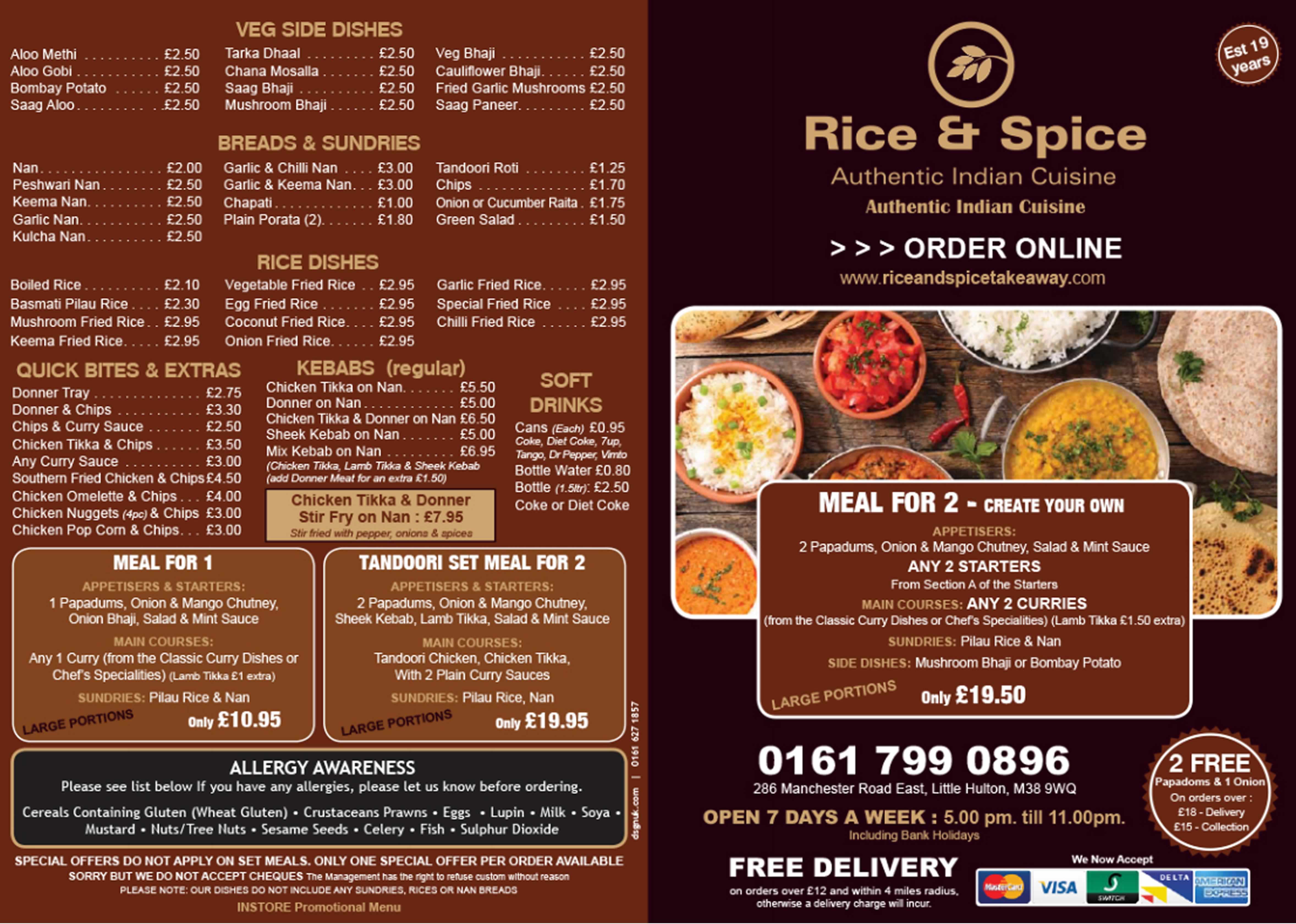 Our Menu Rice Spice Takeaway
